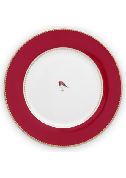 Studio Love Birds Kırmızı Porselen Yemek Tabağı 26,5 cm