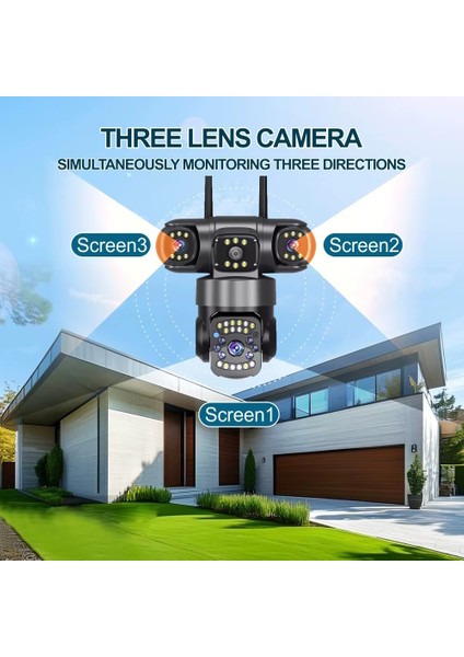 O-KAM 6030 3 Kamera 3 Görüntü 15MP (5MP+5MP+5MP) Gece Görüş Wifi Sesli Konuşma Türkçe