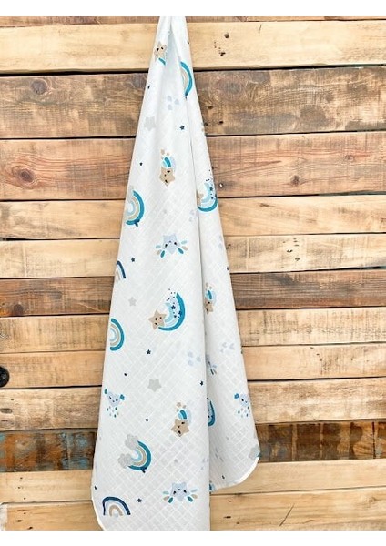 Mavi Gökkuşak Yıldız Müslin Örtü