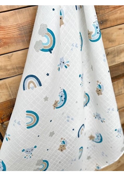 Mavi Gökkuşak Yıldız Müslin Örtü fiyatları
