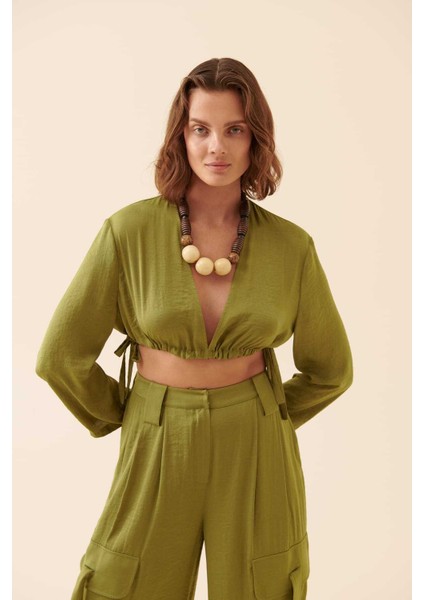 Dekolteli Bluz Yeşil Y2313023_012 modelleri