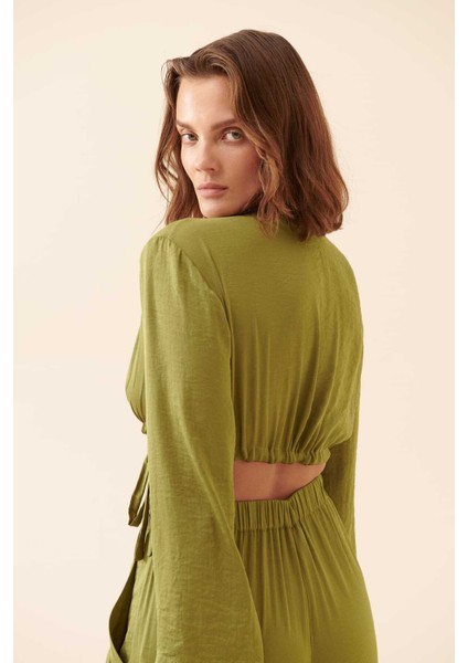 Dekolteli Bluz Yeşil Y2313023_012 fırsatları