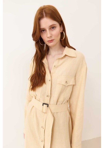 Düğmeli Cepli Tunik Naturel Y2313305_069