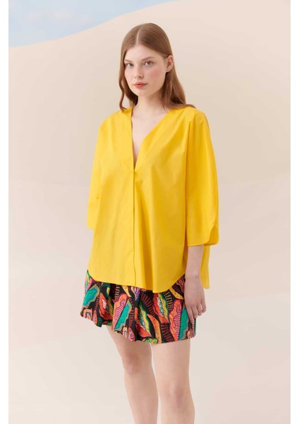 Yakası Açık Gömlek Sarı Y2313545_009 modelleri