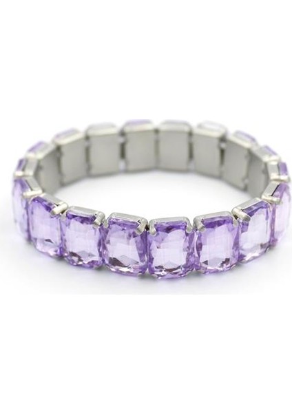 Lastikli Taşlı Bilezik - Mor