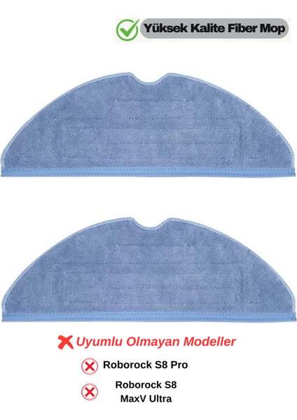Roborock S8 Plus,s8 Pro Ultra,s8 /s7,s7+,s7 Max V,s7 Maxv Plus Uyumlu Mop Paspas Yedek Seti-2 Adet