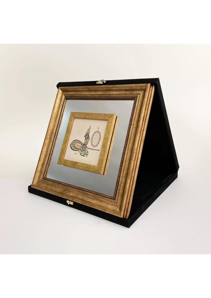 Tuğra Besmele ve Nazar Ayeti Kadife Kutulu Çerçeveli Tablo