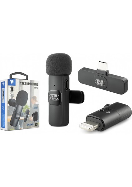 🎤 Subzero WM55 Kablosuz Yaka Mikrofonu | Ios & Type-C Uyumlu, Gürültü Engelleme, Profesyonel Ses Kalitesi