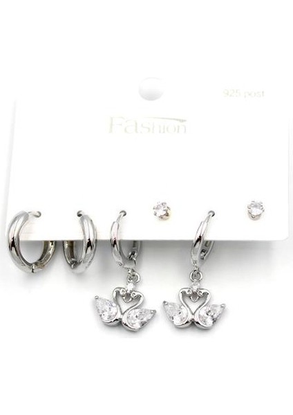 Çoklu Kuğu Küpe - Gümüş