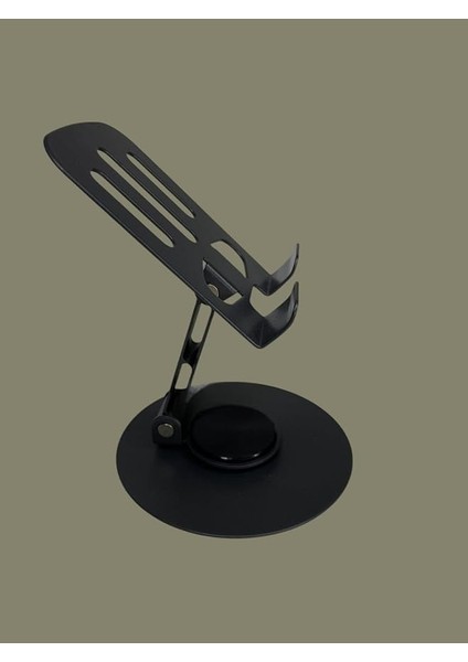 Katlanabilir 360 Dönebilen Ayarlanabilir Telefon ve Tablet Tutucu Masa Üstü Standı Siyah Profesyonel Tok Aliminyum Stand Business Model A Sınıfı Malzeme Döner Akıllı Telefon Standı