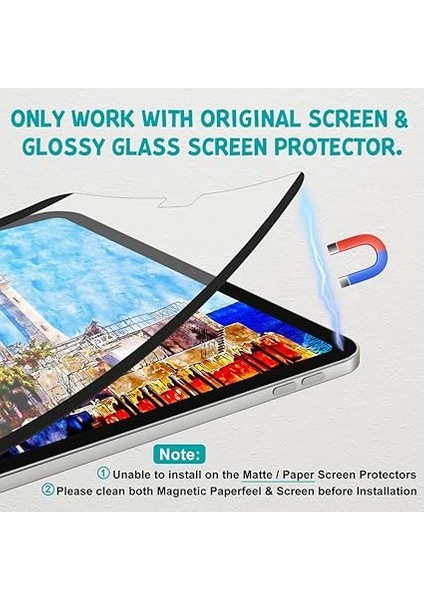 iPad Pro 13 2024 M4 Için Manyetik Folyo, Koruyucu Folyo, Mat Kağıt Manyetik Folyo, Yazı Çizmek Için, Parlama Önleyici, Daha Az Parmak Izi, Kolay Kurulum, Çizilmez modelleri