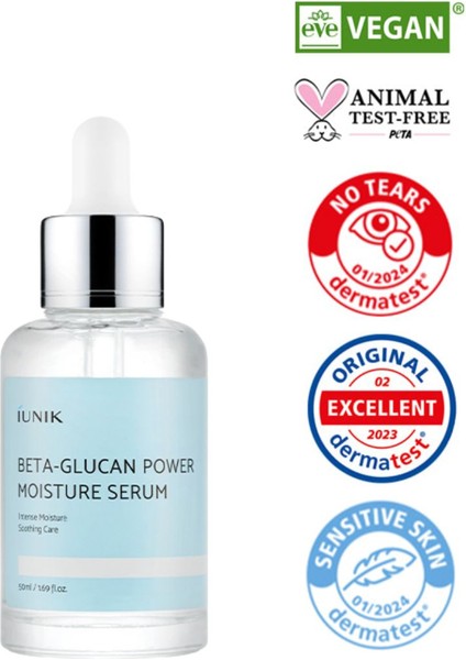 Iunık Beta-Glucan Power Moisture Serum 50 ml – Yoğun Nemlendirici, Bariyer Güçlendirici, Kırışıklık Bakımı