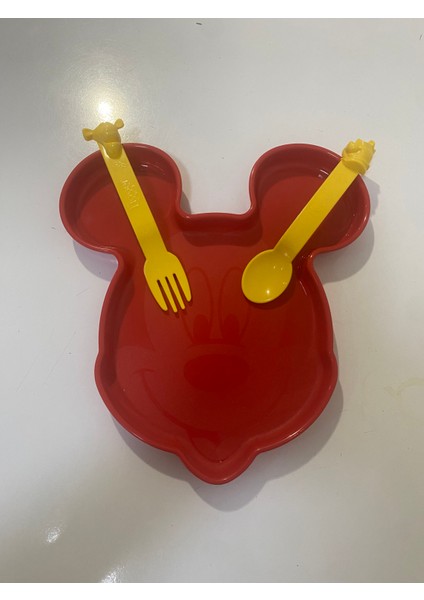 Miky Mouse Yemek Tabagı ve Çatal Kaşık Set