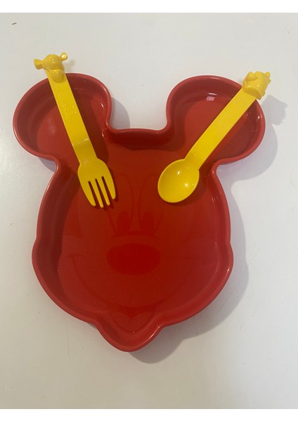 Miky Mouse Yemek Tabagı ve Çatal Kaşık Set fiyatları