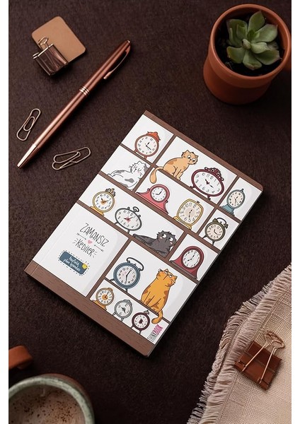 Zamansız Kedi Kitaplık Zamansız Ajanda, 15X21.5 cm