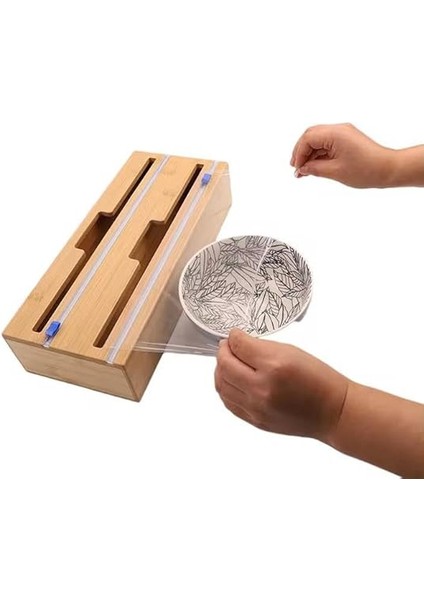 Home Bambu Asılabilir Streç Film ve Alüminyum Folyo Kesme Aleti, Kesici Streçlik ve Folyoluk, Mutfakta Pratik Kullanım Için Tasarlanmış, Dayanıklı ve Şık Mutfak Aksesuarı (Iki Gözlü) modelleri