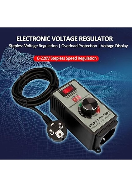 Voltaj Regülatörü Ac Motor Hız Kontrol Cihazı Elektrik Router Egzoz Fanı Öğütücü Matkap Değişken Voltaj Regülatörü Anahtarı LED Ekran fiyatları