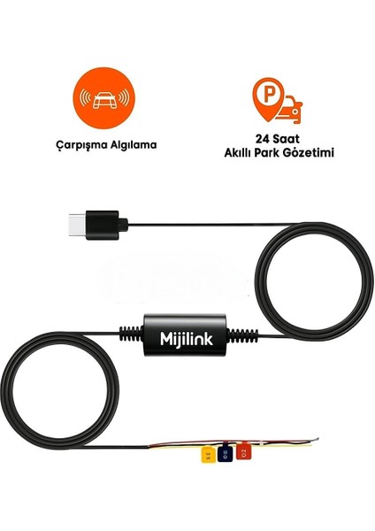 Type-C 70mai Park Gözetim Modu Kablosu Azdome Carlover 70MAI A500S Pro A200 M310 UP03 A510 A810 X800-2 A800S X800 azdome M660 S2 a3 carlover modelleri