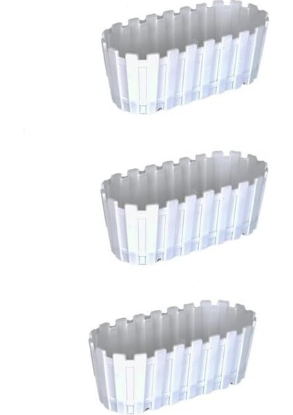 Adet Akasya Saksı, Bahçe Balkon Saksı, Çit Saksı 30 cm (Beyaz)