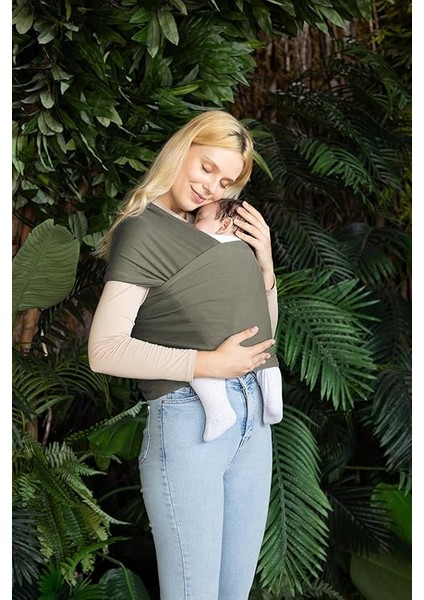 Wrap Sling - Esnek Bebek Taşıma Şalı - Yenidoğan Bebeklerin Ihtiyacı Olan Ten Teması ve M Pozisyonu Için Ideal (Yeşil) modelleri