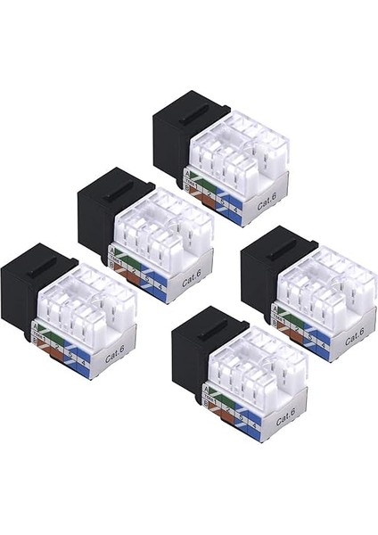 Cat6 RJ45 90 Derece Keystone Jack Ekleme, Ethernet Utp Cat 6 Keystone Punch Down Stand 5'li Paket Siyah