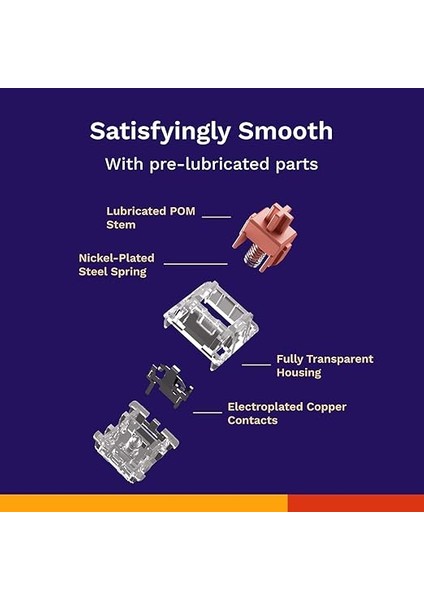 Gaming Fox Ultralight Lineer Anahtarlar (110 Adet), Mekanik Oyun Klavyeleri Için, Prelubed, Hotswap Klavyeler ve Oyunlar Için Sessiz Kırmızı Anahtarlar, Arkadan Aydınlatmalı Klavyeler Için modelleri