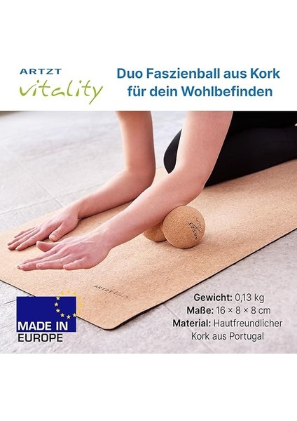 Vitality Mantar Ball Duo | Gerçek Mantardan Çift Bağ Doku Topu | Sürdürülebilir Masaj Topu Portekiz'de Üretilmiştir | Evde Bağ Doku Eğitimi Için Mantar Fasya Topu, Bej, 16 x 8 cm fiyatları