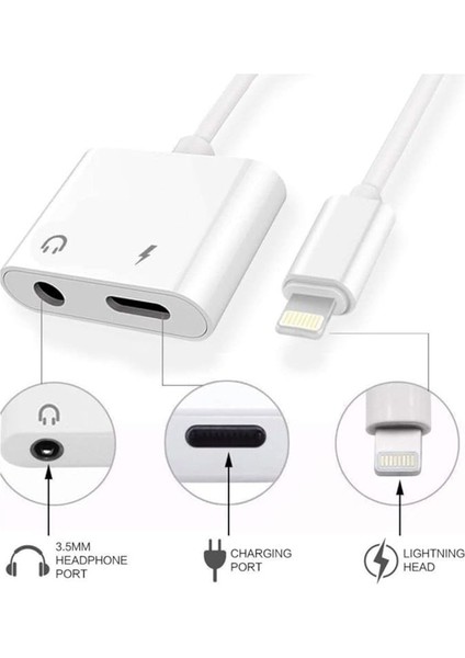 4420 Lightning 3.5mm Kulaklık Şarj Çevirici Dönüştürücü Çoklayıcı, Iphone 7-8 -11 Max Plus fiyatları