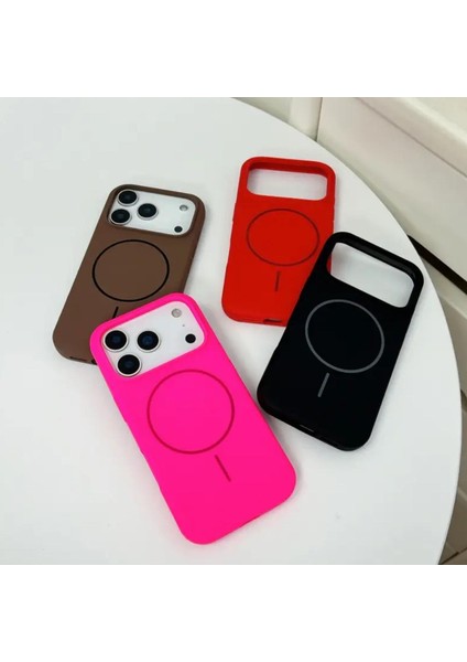 iPhone 17 Pro Kılıf Içi Süet Kadife Dışı Yumuşak Pürüssüz Liquid Neon Renkli Magsafe Manyetik Şarj modelleri