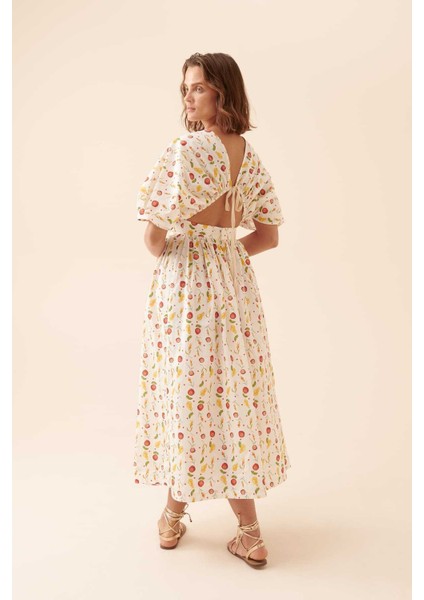 Yakası Açık Kısa Kollu Elbise Standart Renk Y2311006_089 indirimleri