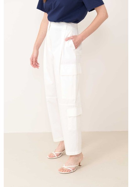 Yanları Cepli Pantolon Beyaz Y2312059_002