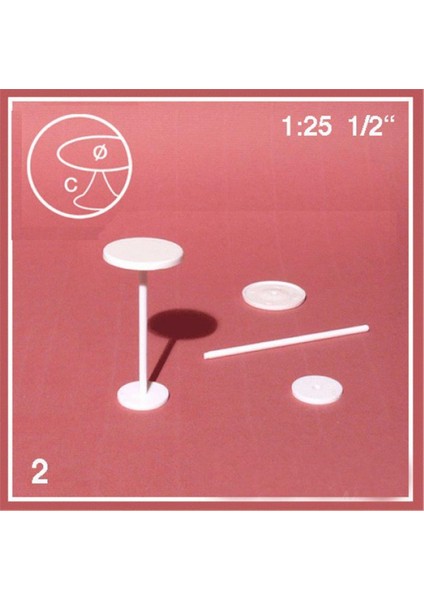 5722035 1/25 Ölçek, Bar Masası -Yuvarlak-Beyaz-Ø 35 Mm- 2