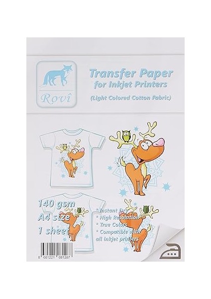 Transfer Kağıdı Açık Renk Pamuklu Kumaş 140GSM 1yp A4 fiyatları