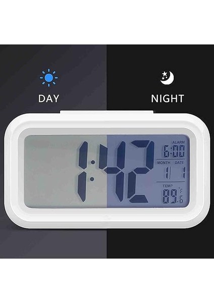 Dijital Çalar Saat Büyük LED Ekranlı Başucu Saati 12/24 Erteleme Gece Lambası, Tarih Takvimli Yatak Odası Ev Ofis Için (Beyaz) fırsatları