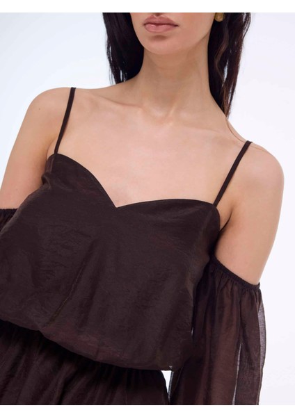 Bers Regular Fit Straplez Kısa Boy Kahverengi Renk Elbise modelleri