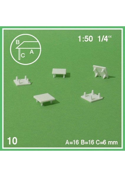 5561102 1/50 Ölçek, Kare Sehpa -16X16X6 Mm--Beyaz -5 Adet