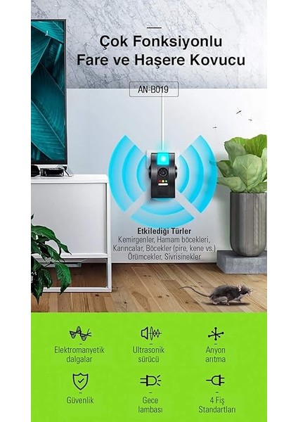 AN-B019 Fare Haşere Kovucu - Dualpest AN-B119 Ultrasonik Fare Haşere Kovucu fırsatları