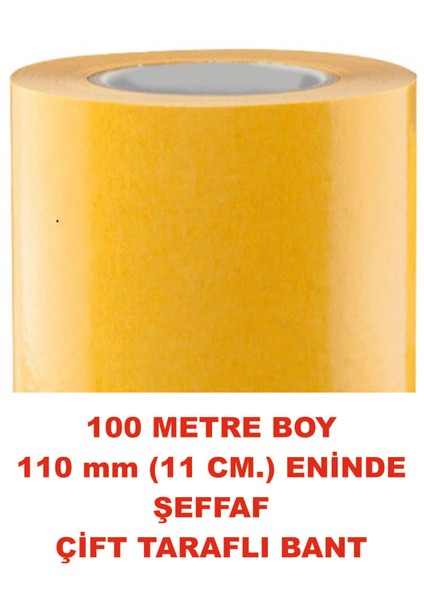 Çift Taraflı Şeffaf Sarı Bant 100 M. Uzunlukta 110 mm Eninde