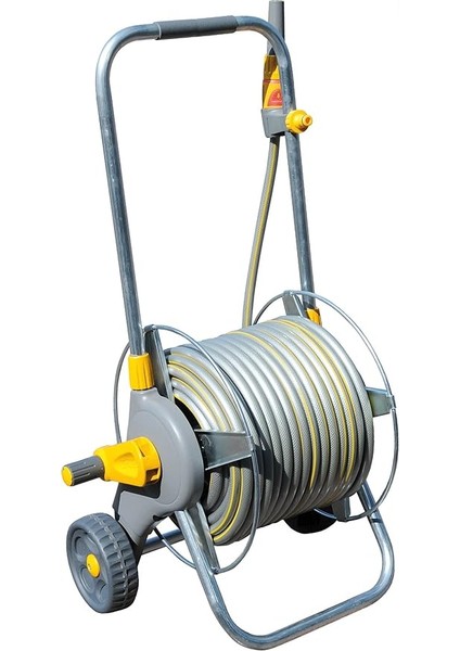 2436H 30 M Hortumlu 60 M Kapasiteli Tekerlekli Metal Hortum Toplama Sarma Araba Seti