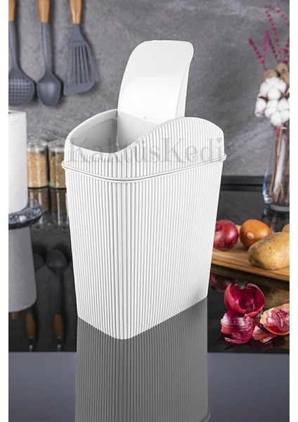 6 Lt Orta Boy Çöp Kovası,mutfak,banyo,tuvalet,masaüstü Çöp Kutusu Beyaz