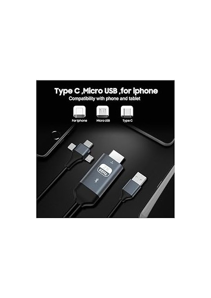 G03-C Combo 3in1 Lightning/micro Usb/type-C To HDMI Ios Android Görüntü Aktarıcı Kablo 2 Metre modelleri