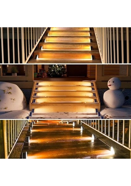 8 Adet Üçgen Güneş Enerjisi ile Şarj Olan Dış Mekan Solar Basamak Köşe Lambası indirimleri