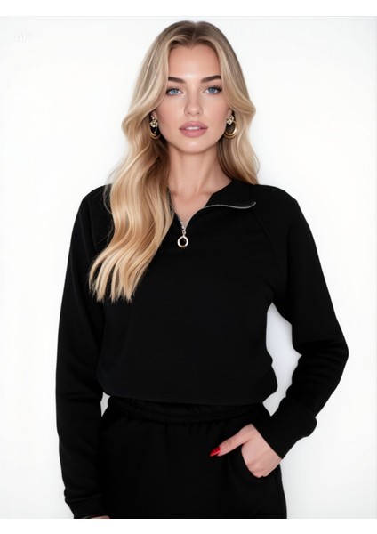 Waffle Kumaş Yarım Fermuarlı Alt-Üst Eşofman Takımı modelleri