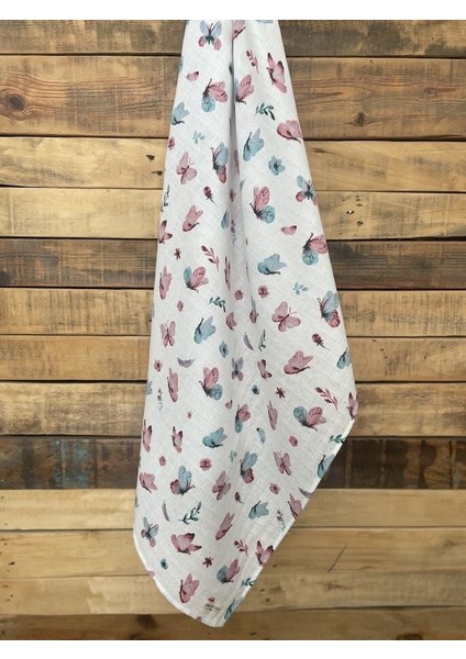 Gül Kurusu Kelebekler Müslin Örtü