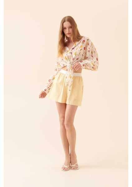 Çizgili Şort Standart Renk Y2312606_089