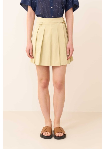 Pileli Mini Etek Yağ Yeşili Y2315064_298