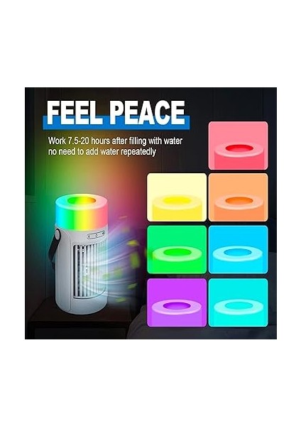 Taşınabil Klimalar Fan, Evaporatif Mini Hava ile 3 Hızları 7 Renkler, Ing Nemlendici Kişisel Hava Dokunmatik Ekran Masaüstü Soğutma Fanı Ev Odası Ofis Için Büyük Su Tankı ile indirimleri