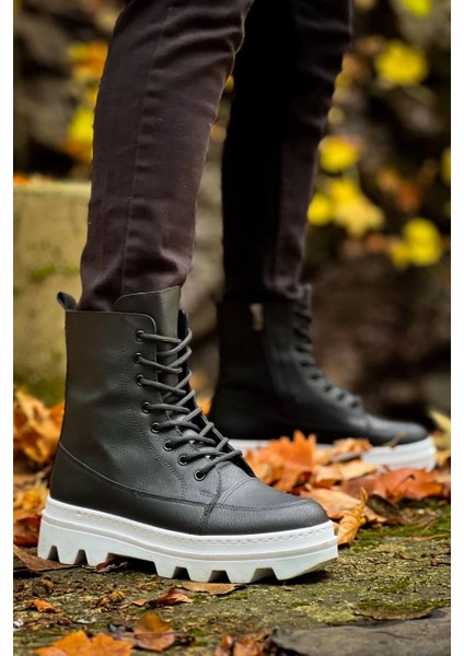 KB-0993 Kuback Siyah Cilt Beyaz Yüksek Taban Postal Bot fiyatları