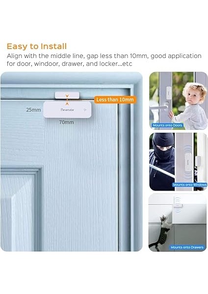 Kablosuz Kapı Pencere Sensörü, Düşük Enerji Kapı ve Pencere Alarmı, Alexa/google Assistant ile Uyumlu, Otomatik Algılama Kapılar, Pencereler ve Dolaplar, Daireler ve Ofisler Için Uygundur indirimleri