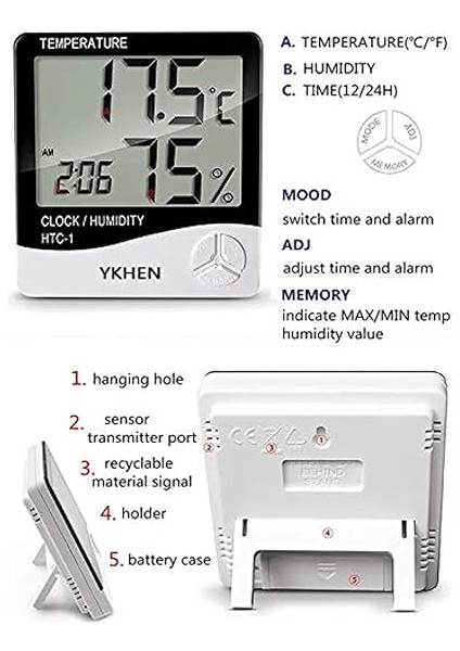 J52YT1927 Masaüstü Dijital Termometre Nem Ölçer Saat fırsatları